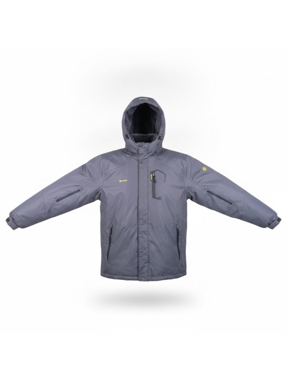Gemys Mens Gray Winter Hooded Jacket  Waterproof & Warm Design Size 2XL